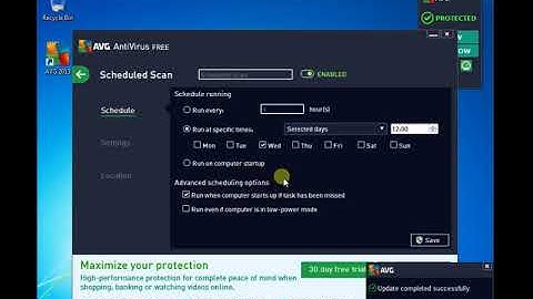 Setting a scheduled scan in AVG