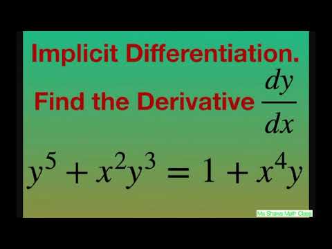 Find derivative implicitly with respect to x for y^5 + x^2 y^3 = 1 + x^4 y