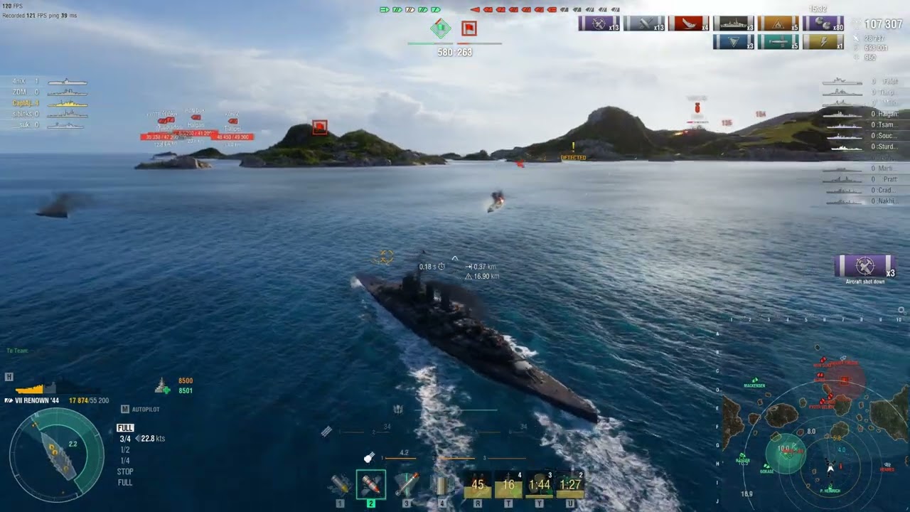 Renown '44 7 Kills, 217k Dmg | World of Warships Replay