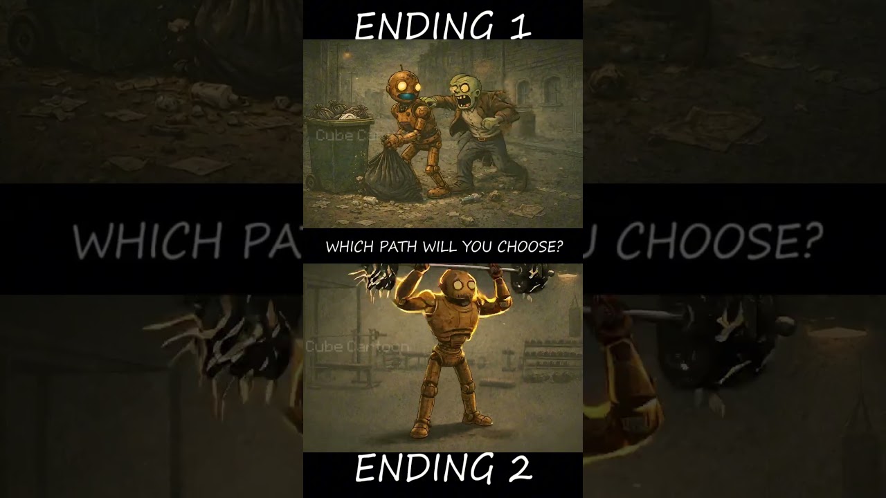 Choose Ending 1 or 2: Decide whether you'll become a robot boxer or a robot cleaner! 