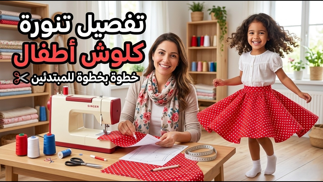 تفصيل جيبه كلوش أطفال بسهولة ✂️ موديل واسع وجميل خطوة بخطوة للمبتدئين