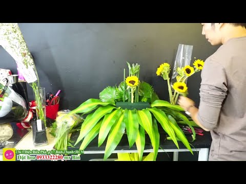Video Cắm bình hoa kiểu sến để bàn hoa hướng dương và hoa... - youtube