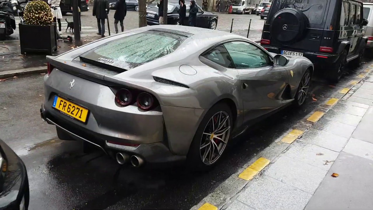 silver ferrari 812 superfast in PAris France - YouTube