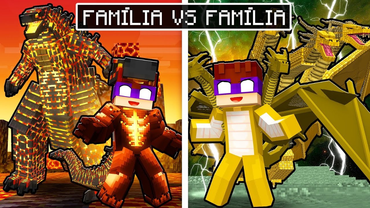 FAMÍLIA do GODZILLA NUCLEAR vs FAMÍLIA do GHIDORAH no Minecraft!