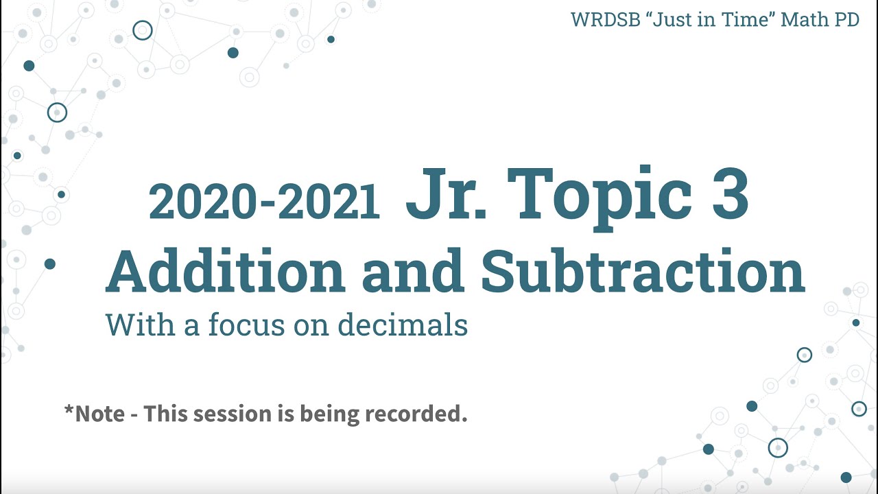 JIT Math PD Junior - Topic 3 - Addition & Subtraction - YouTube