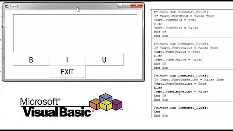 Microsoft Visual Basic 6.0 using command and text bold, Italic, Underline