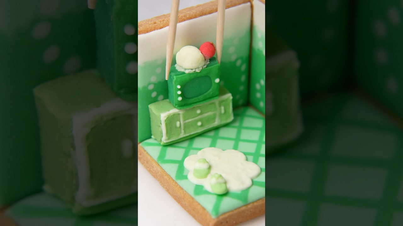 何かわかる?緑色のあの食べ物の部屋🥒🍏💚🍈🥦🧃#アイシングクッキー