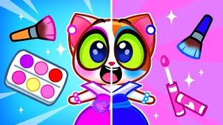 Pink VS Blue Color Challenge  My Doll Came To Life! ✨|| Purrfect Kids Songs