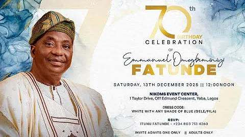 Supt. Apostle Emmanuel Omogbeminiyi Fatunde | 70th Birthday | Reception