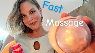 ASMR Fast Aggressive Upper Body Massage With A Rollerball And A Wooden Tool