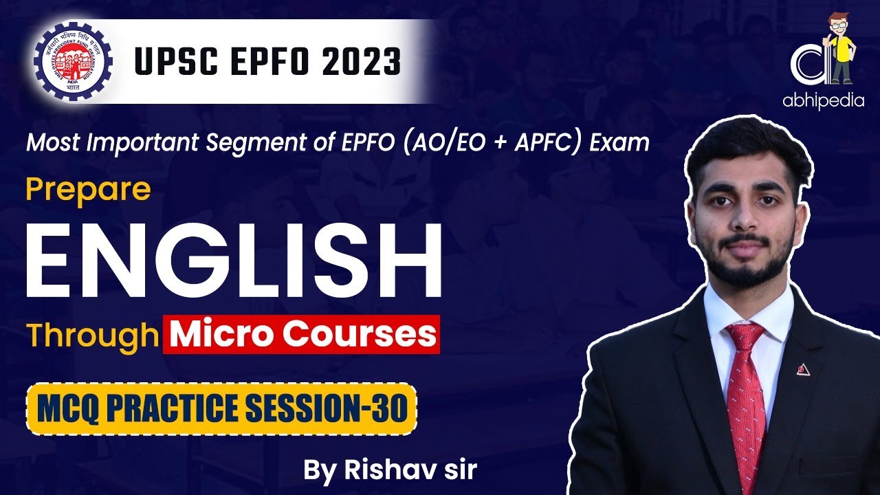 UPSC EPFO Exam 2023 | English | MCQ Practice Session - 30 | EPFO APFC ...