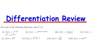 Differentiation Review - e, Quotient Rule, Product Rule & Chain Rule