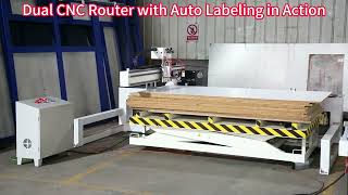 One-to-Two CNC Router with Auto Labeling | Factory Demo#woodworkingmachinery #cncrouter #edgebander