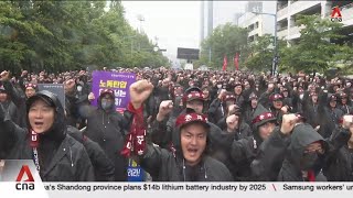 Workers demand better pay, benefits at first unionised strike in Samsung's 55-year history
