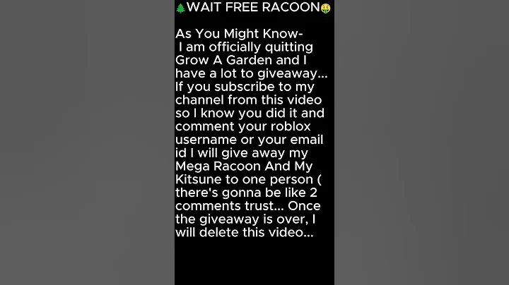 FREE RACOON IN GROW A GARDEN!!! #giveaway #free #growagarden #racoon