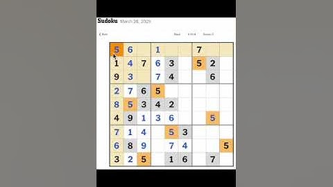 New York Times Sudoku Hard Solution for March 28, 2025: Solving without Markings