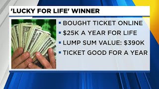 Lottery player wins $25K a year for life