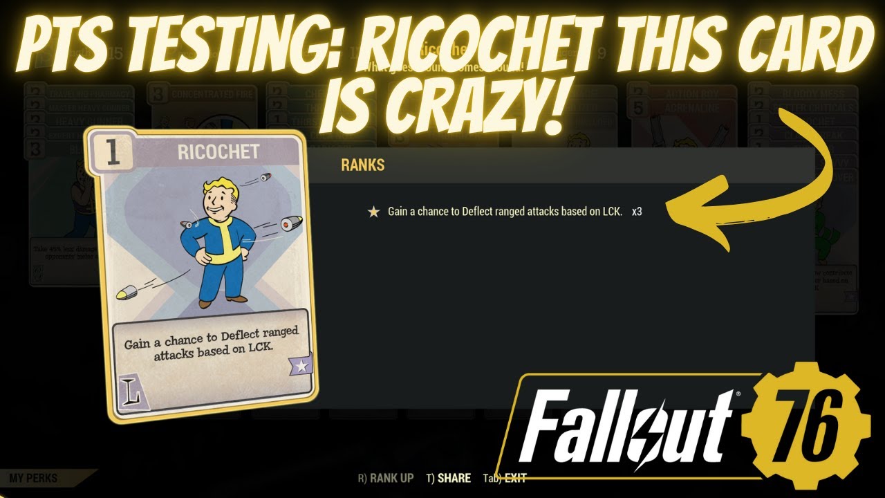 Fallout 76 Ricochet is CRAZY! | PTS Perk Card Testing [Changed] - YouTube