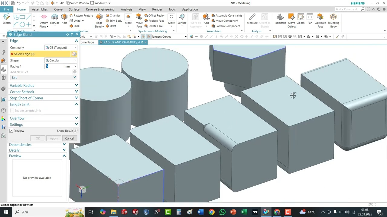 NX17) NX CAD EDGE BLEND AND CHAMFER