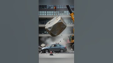 #Thrillx360 ⚡Crane Drops Huge Boulder — Car Crushed Instantly #jaidmeel #CarCrush