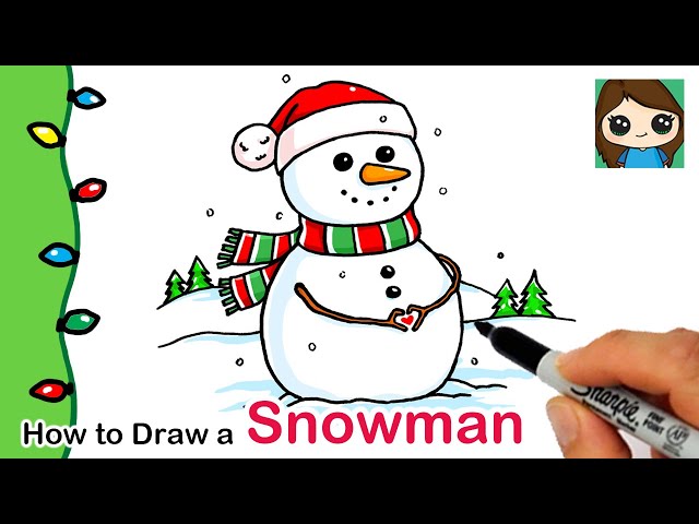 Snowman Drawing - Snowman Drawing - Posters and Art Prints | TeePublic