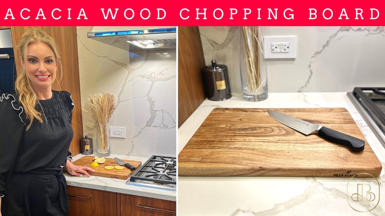 🍃 Large Acacia Wood Chopping Board - Perfect for Charcuterie, Kitchen Prep & More!  🌟