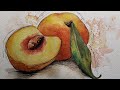 Loose ink watercolor of peaches