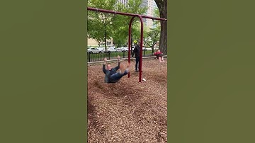 Guy Jumps off a Swing Then Falls