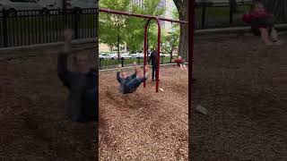 Guy Jumps off a Swing Then Falls