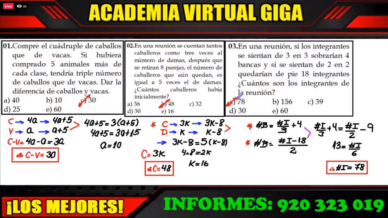 RAZONAMIENTO MATEMÁTICO: PLANTEO DE ECUACIONES-Teoría y Problemas Resueltos