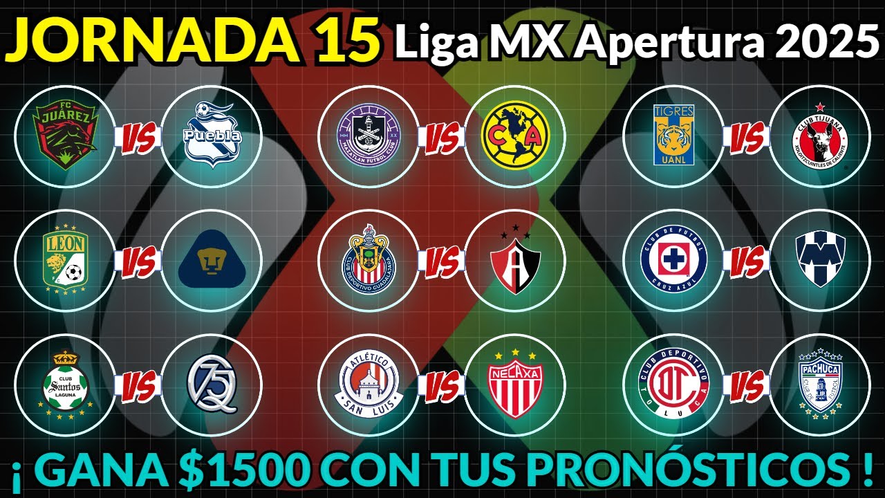PRONÓSTICOS para la JORNADA 15 Liga MX APERTURA 2025