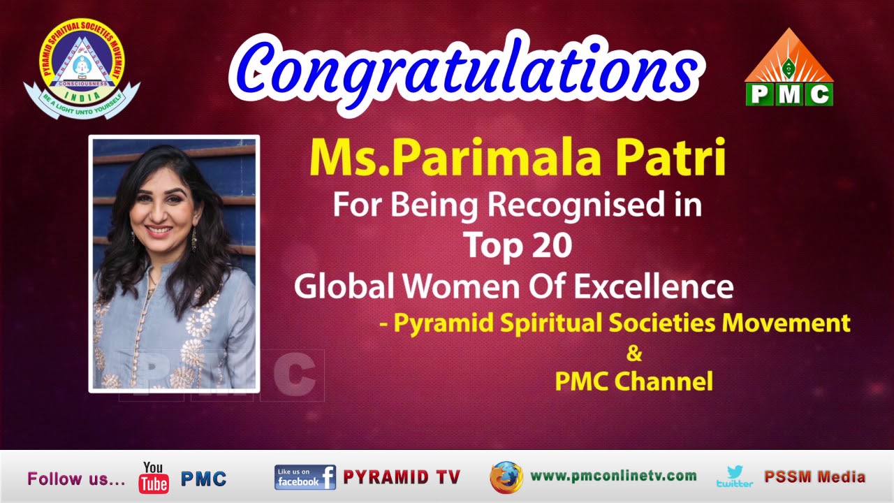 Ms. Parimala Patri in Top 20 Global Women Of Excellence || PMC Online TV
