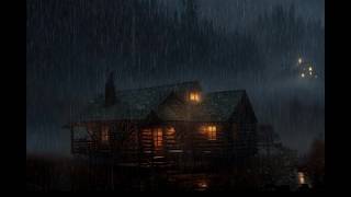 【雨音ambient】豪雨の森と暖かな山小屋｜睡眠・リラックス用