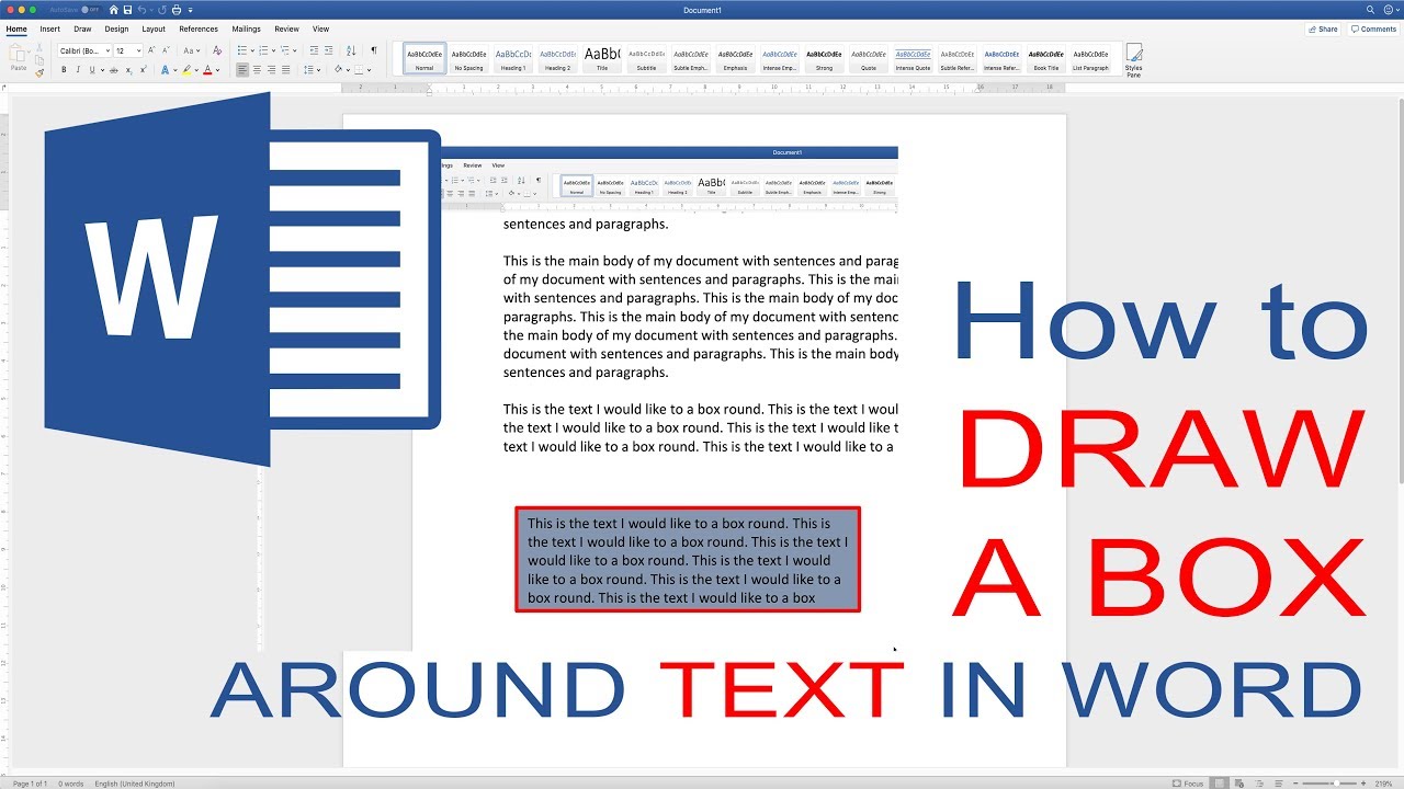 How To Draw A Box Around Text In Word Tutorials For Microsoft Word Youtube