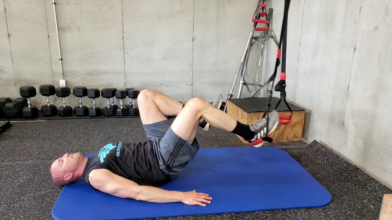 Suspended Single Leg Curls (progression low hips, bridge and curl