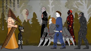 Pyramid Head Vs Pinhead Vs Cartoon Cat, Michael Myers, Venom, IT Pennywise, Savini Jason [Dc2]