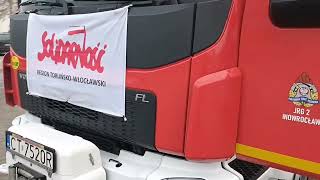 Inowrocław-Akcja Protestacyjna Strażaków Strażacy Protestują w Polsce, Mikołajowy Czerwony Wóz Volvo