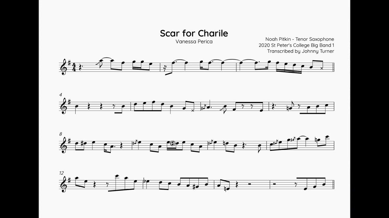 Noah Pitkin Tenor Sax Solo Transcription Scar for Charlie YouTube