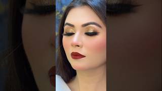 Golden Eyes + Red Lips Bridal Look ❤️✨ | Easy Makeup #bridalmakeup