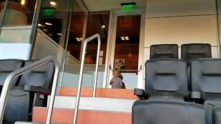 Toddler hears his echo in empty stadium