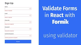 Form Validation in React.js with Formik using Validator