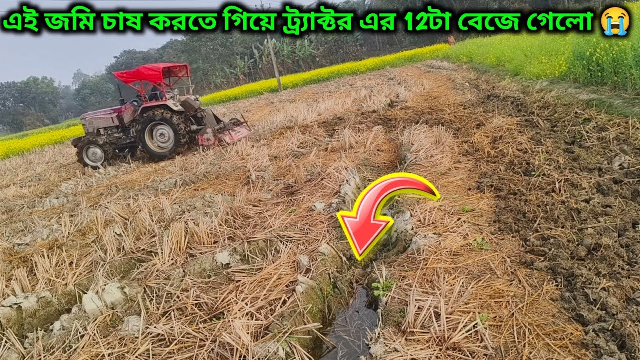 এই জমি চাষ করতে গিয়ে ট্র্যাক্টর এর 12টা বেজে গেল 😭 🚜