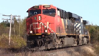 Famous BC Rail Dash-9 Trails on a Long Stack Train CN 123 at Dorchester, NB Wealth