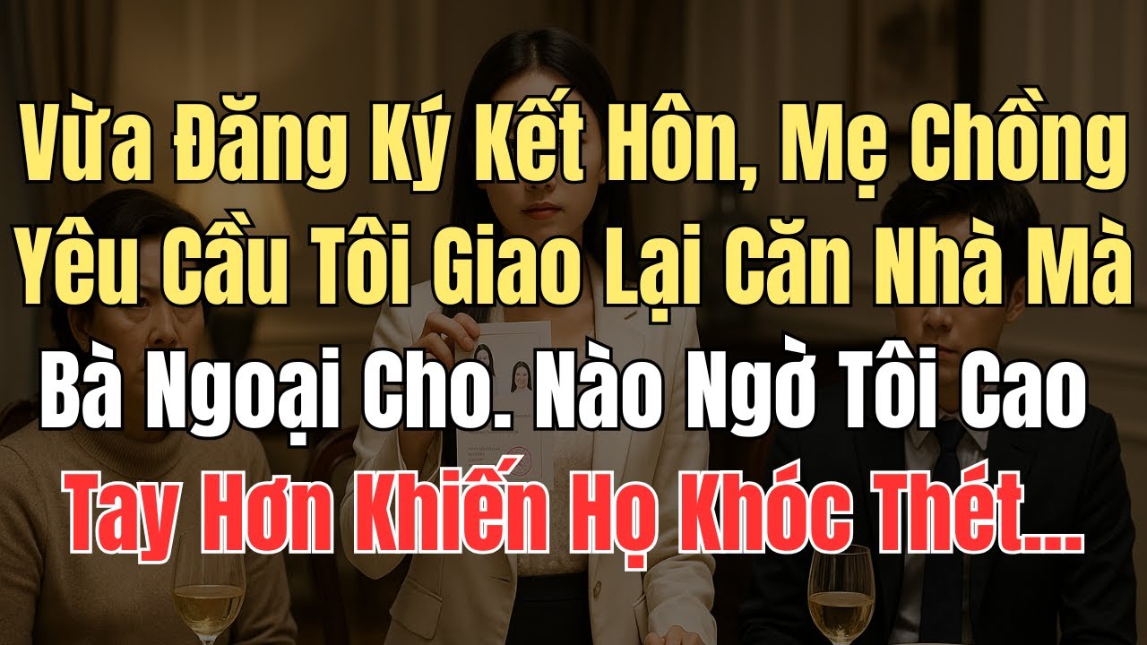 Vừa đăng ký kết hôn, mẹ chồng yêu cầu tôi giao lại căn nhà mà bà ngoại cho. Nào ngờ tôi cao tay hơn