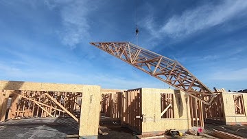 Setting trusses(roof) with a crane POV