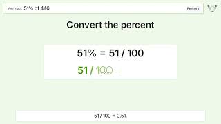 What is 51% of 446 Step-by-Step Percent Video