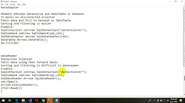 1. DataReader, DataAdapter and  Dataset Theory and Pratical example 2019