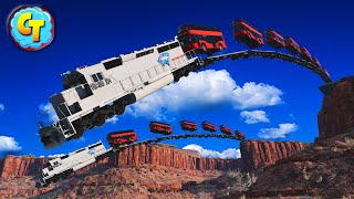 Train Accidents Derailments ✅ Railroad End Fall from a Cliff #2 ⏹ BeamNG DRIVE by CRASHTherapy 3,674 views 2 weeks ago 11 minutes, 3 seconds