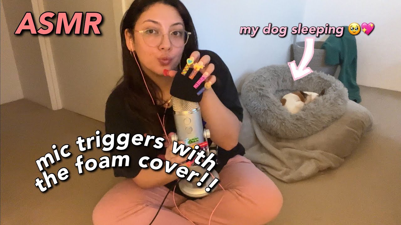 ASMR mic triggers with foam cover + XL nails 🤍 ~pumping, scratching ...
