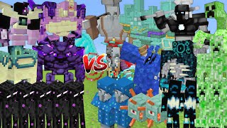 ENDERMAN ALLIANCE Vs PILLAGER & GUARDIAN & WARDEN & CREEPER ALLIANCE MOB BATTLE IN MINECRAFT